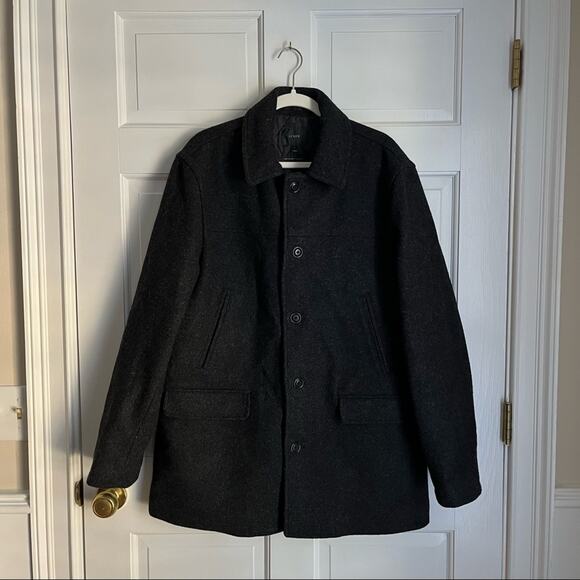 J Crew Wool University Coat Jacket Steel Grey Oversized Thinsulate Size Large - Picture 3 of 9